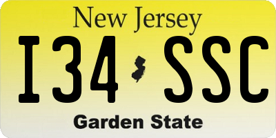 NJ license plate I34SSC