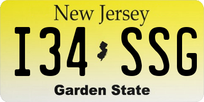 NJ license plate I34SSG