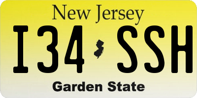 NJ license plate I34SSH