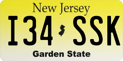 NJ license plate I34SSK