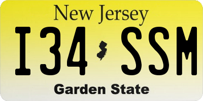 NJ license plate I34SSM