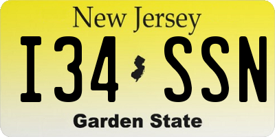 NJ license plate I34SSN