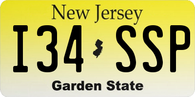 NJ license plate I34SSP