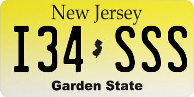 NJ license plate I34SSS