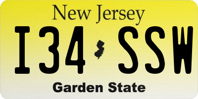 NJ license plate I34SSW