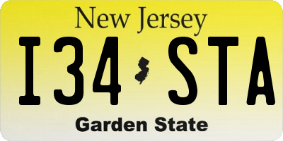 NJ license plate I34STA