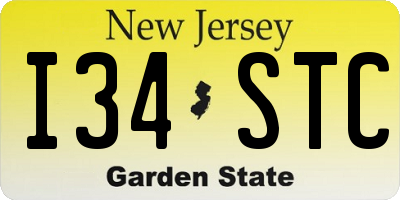 NJ license plate I34STC