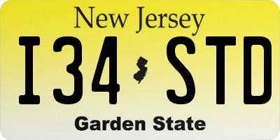 NJ license plate I34STD