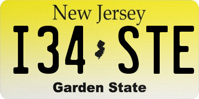 NJ license plate I34STE