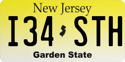 NJ license plate I34STH
