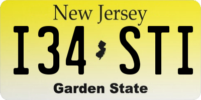 NJ license plate I34STI