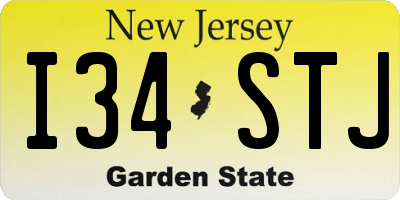 NJ license plate I34STJ
