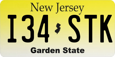 NJ license plate I34STK
