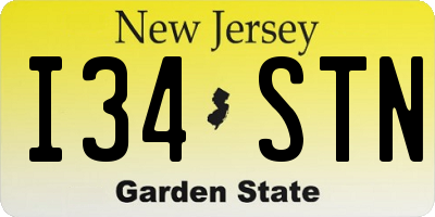 NJ license plate I34STN