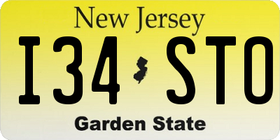 NJ license plate I34STO