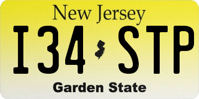 NJ license plate I34STP