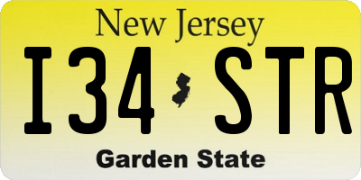 NJ license plate I34STR