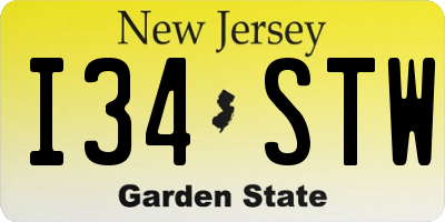 NJ license plate I34STW