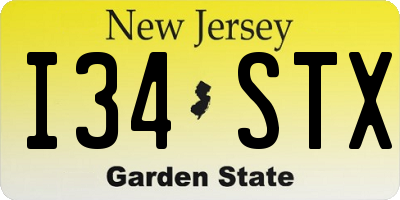 NJ license plate I34STX
