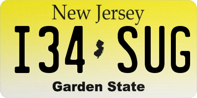 NJ license plate I34SUG