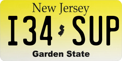 NJ license plate I34SUP