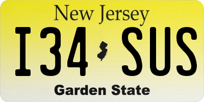 NJ license plate I34SUS