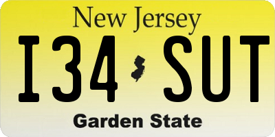 NJ license plate I34SUT