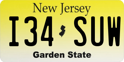 NJ license plate I34SUW