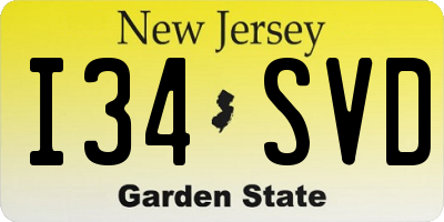 NJ license plate I34SVD