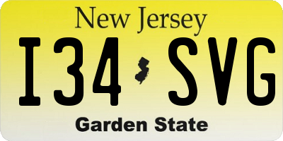 NJ license plate I34SVG