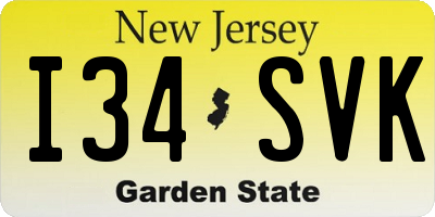 NJ license plate I34SVK