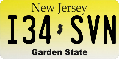 NJ license plate I34SVN