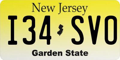 NJ license plate I34SVO