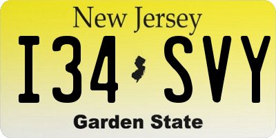 NJ license plate I34SVY