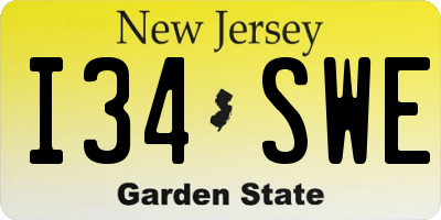 NJ license plate I34SWE