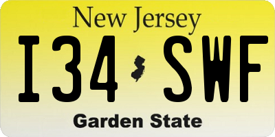 NJ license plate I34SWF