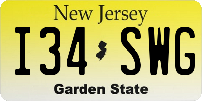 NJ license plate I34SWG