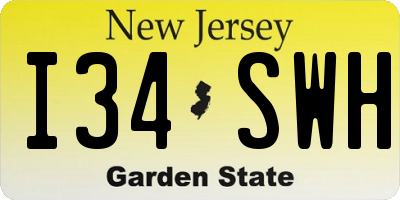 NJ license plate I34SWH