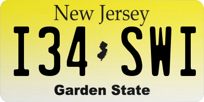 NJ license plate I34SWI