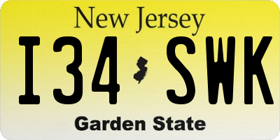 NJ license plate I34SWK
