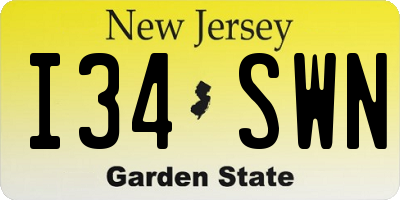 NJ license plate I34SWN