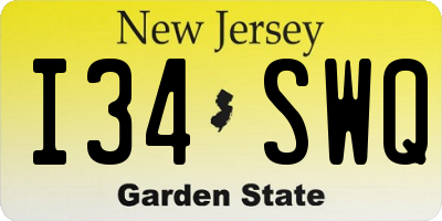 NJ license plate I34SWQ
