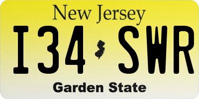 NJ license plate I34SWR
