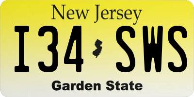 NJ license plate I34SWS