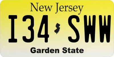 NJ license plate I34SWW