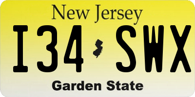 NJ license plate I34SWX