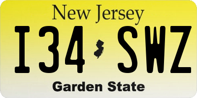 NJ license plate I34SWZ