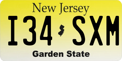 NJ license plate I34SXM