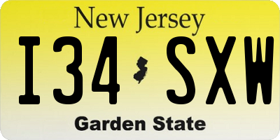 NJ license plate I34SXW