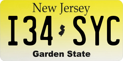 NJ license plate I34SYC